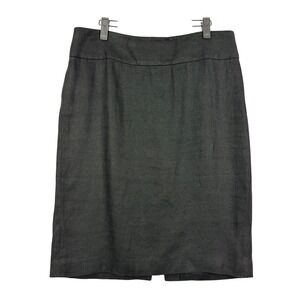 Lauren Ralph Lauren Size 10 Black 100% Linen Women Knee Pencil Skirt Staple